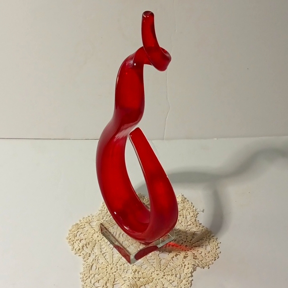 Murano Vibrant Red Art Glass Sculpture - Picture 3 of 7